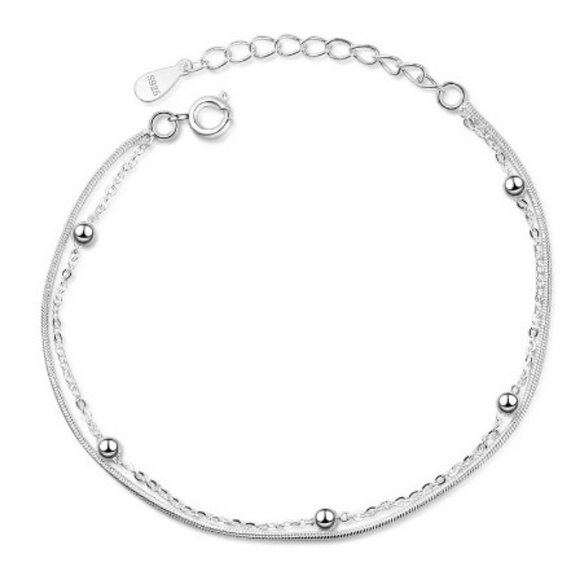 NEW Sterling Silver Double chain Bracelet 7.5" - Picture 4 of 5